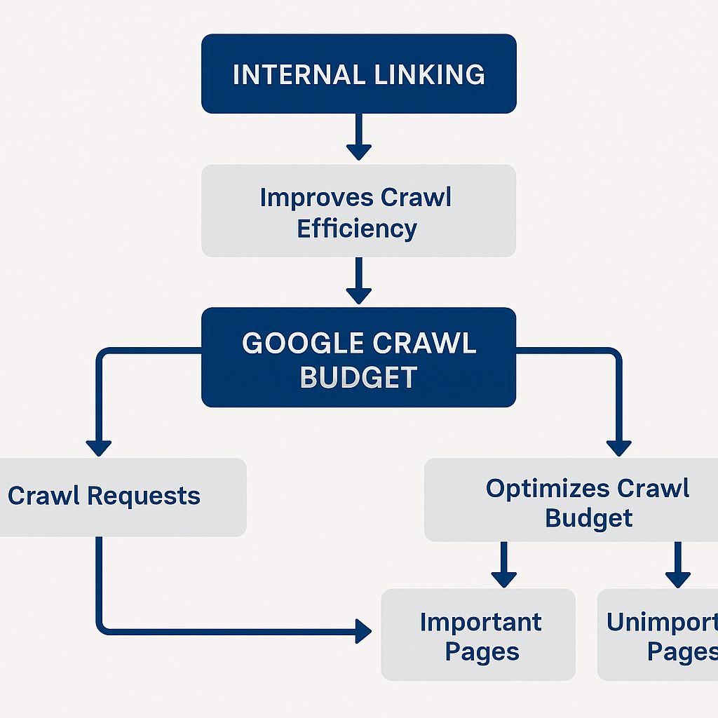 flowchart illustrating how smart internal linking helps Google crawl your site more efficiently