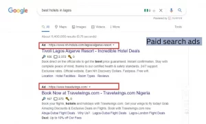 Google paid search ad